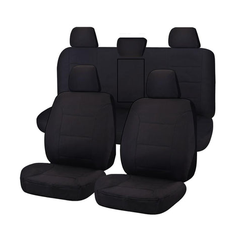 Seat Covers For Toyota Hilux 08/2015 On Dual Cab Utility Fr 40/60 Split Base With A/Rest Black All Terrain