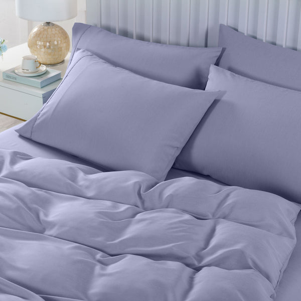 Quilt Covers Royal Comfort 2000Tc 6 Piece Bamboo Sheet & Quilt Cover Set Cooling Breathable King Lilac Grey