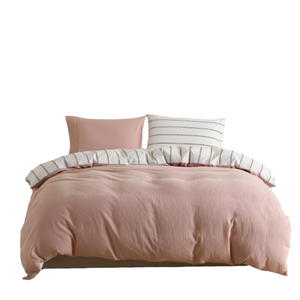 Quilt Covers Royal Comfort Hemp Braid Cotton Blend Quilt Cover Set Reverse Stripe Bedding King Dusk Pink