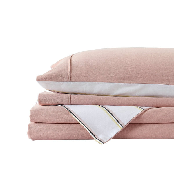 Quilt Covers Royal Comfort Hemp Braid Cotton Blend Quilt Cover Set Reverse Stripe Bedding King Dusk Pink