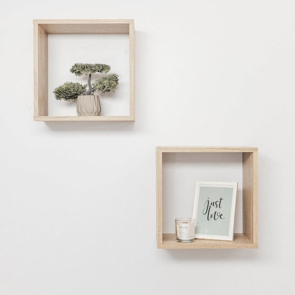 Hanging Shelves Bergen Cube Twin Pack (Oak)