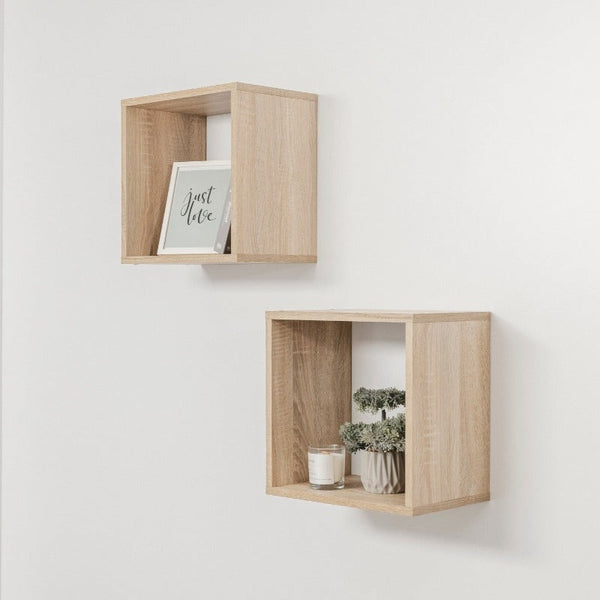 Hanging Shelves Bergen Cube Twin Pack (Oak)