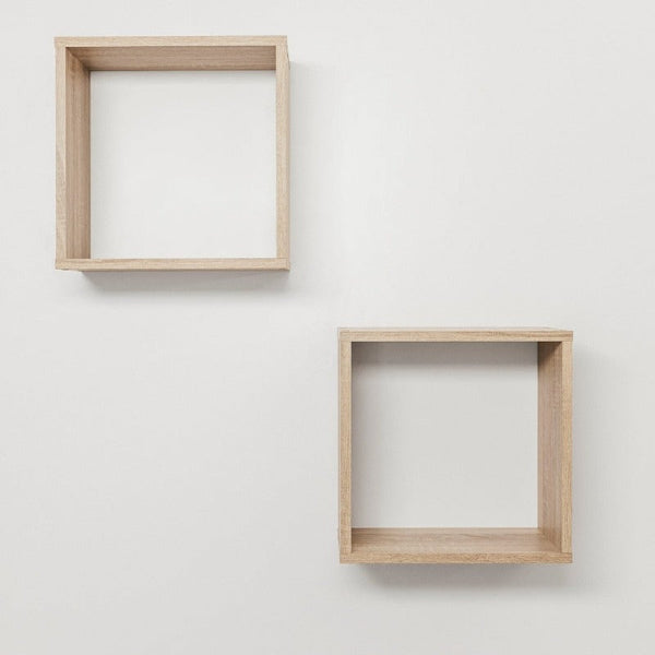 Hanging Shelves Bergen Cube Twin Pack (Oak)