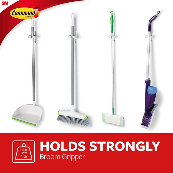 Hooks & Hangers Command Broom Gripper, 3 Grippers, 6 Large Strip, 17007 3Na