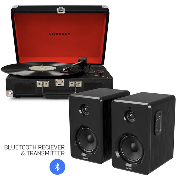 Turntables Crosley Cruiser Bluetooth Portable Turntable Black + Bundled Majority D40 Speakers