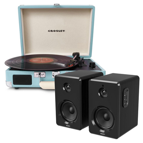 Turntables Crosley Cruiser Bluetooth Portable Turntable Turquoise + Bundled Majority D40 Speakers Black