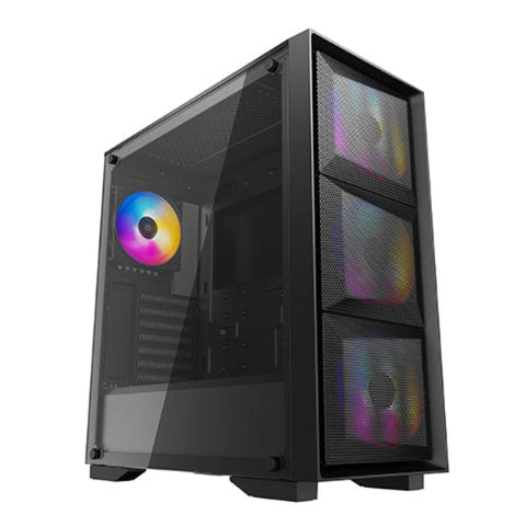 Computer Cases Deepcool Matrexx 50 Mesh 4Fs E Case, Tempered Glass Panel, High Airflow, 4X Pre Installed Fans (Led, Tri Colour)