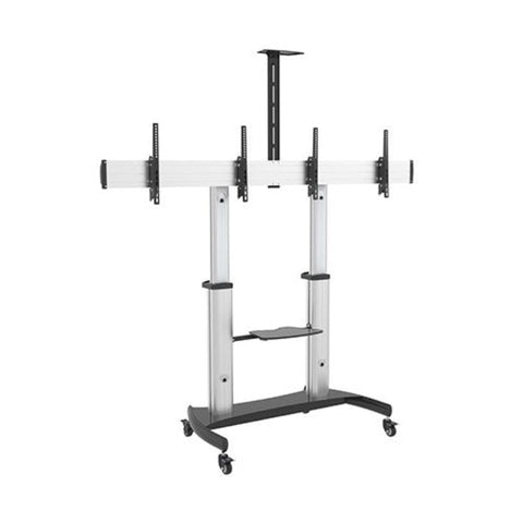 Monitor Mounts & Stands Brateck Dual Screen Aluminum Height Adjustable Tv Cart With Media Shelf For 37' 60' Tvs Up To 50Kg Vesa 200X200,300X200,300X30