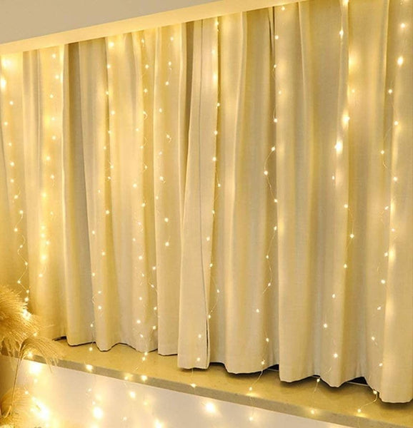 String Lights 300 Leds Window Curtain Fairy Lights 8 Modes And Remote Control For Bedroom (Warm White, X 300Cm)