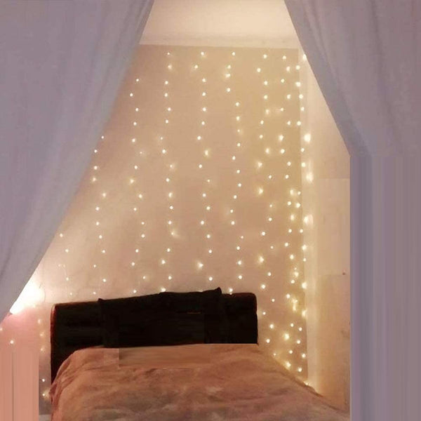 String Lights 300 Leds Window Curtain Fairy Lights 8 Modes And Remote Control For Bedroom (Warm White, X 300Cm)