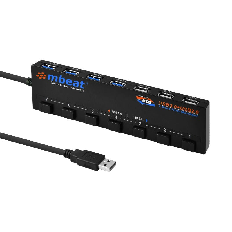 USB Cables, Hubs & Adapters Mbeat 7 Port Usb 3.0 And 2.0 Hub Manager With Switches