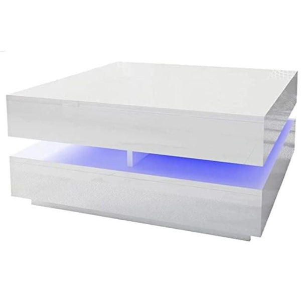 Coffee Tables Modern Large High Gloss Coffee Table With Led Lights White