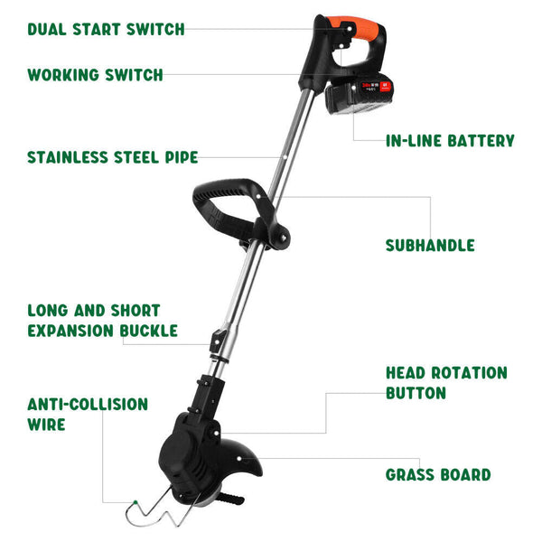 String Trimmers 3In1 Cordless Grass Trimmer Lawn Brush Cutter Whipper Snipper With Battery