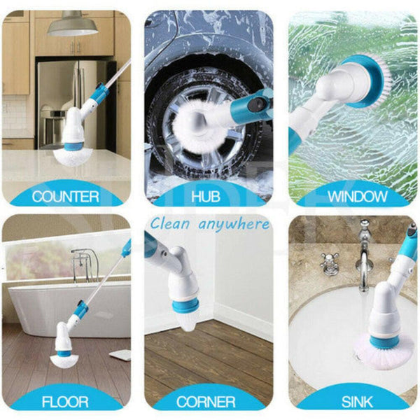 Mops, Brooms & Scrubbers 10Pcs Rechargeable Spin Scrubber Electric Turbo Cleaning Brush Cordless Kit