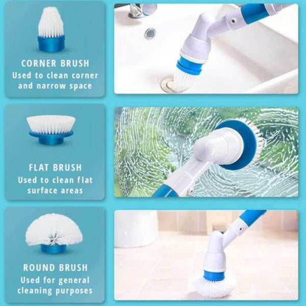 Mops, Brooms & Scrubbers 10Pcs Rechargeable Spin Scrubber Electric Turbo Cleaning Brush Cordless Kit