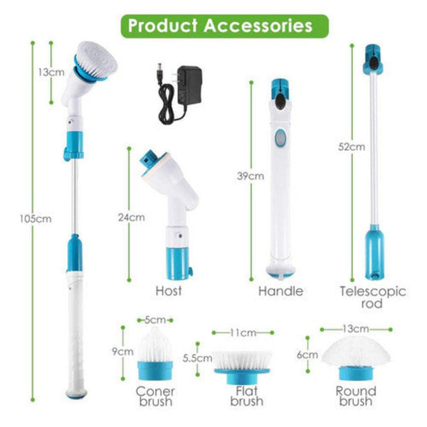 Mops, Brooms & Scrubbers 10Pcs Rechargeable Spin Scrubber Electric Turbo Cleaning Brush Cordless Kit