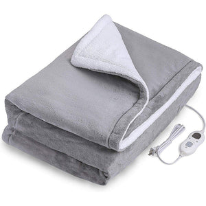 Electric Blankets Double Side Flannel Heated Electric Throw Rug Blanket Fast Heating Warm Washable Grey