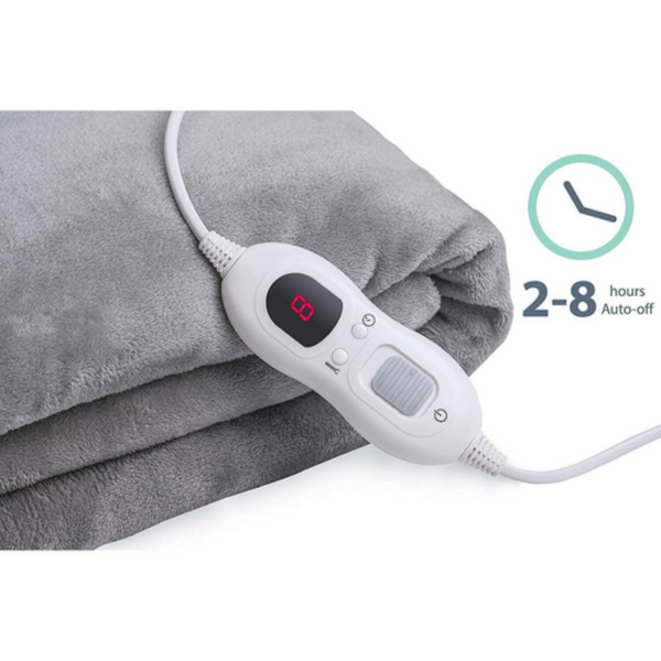 Electric Blankets Double Side Flannel Heated Electric Throw Rug Blanket Fast Heating Warm Washable Grey