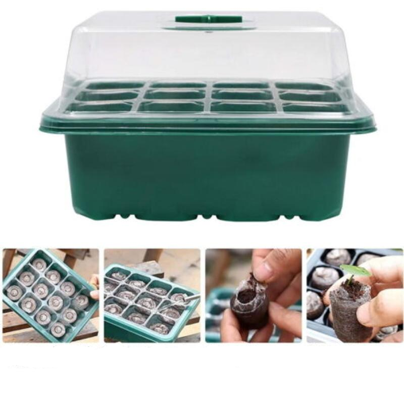 Seed Starter 10 Set 12 Hole Plant Seed Grow Box Propagation Nursery Seedling Starter Tray