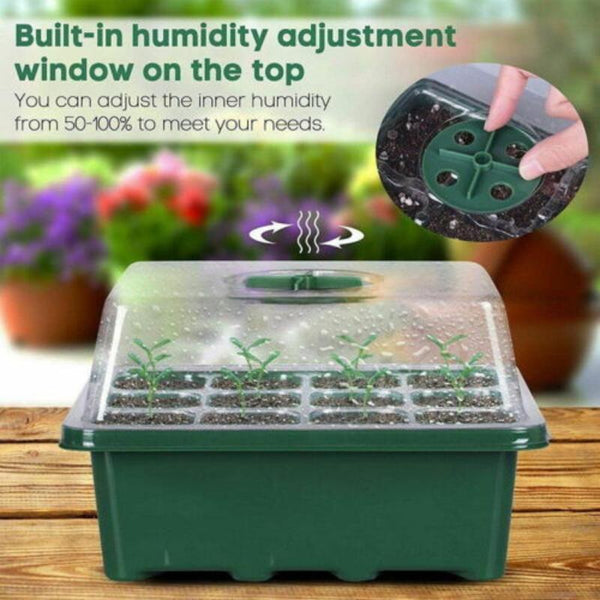 Seed Starter 10 Set 12 Hole Plant Seed Grow Box Propagation Nursery Seedling Starter Tray