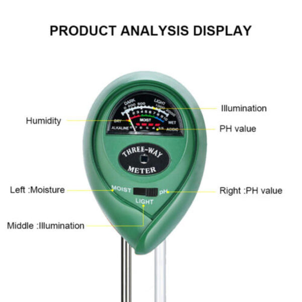 Moisture & pH Meters 1X Soil Ph Tester Water Moisture 3 In Meter Kit For Garden Plant Testing