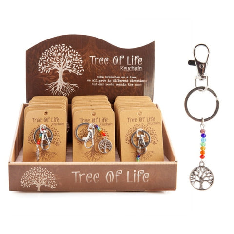 Keyrings Tree Of Life Rainbow Bead Keychain