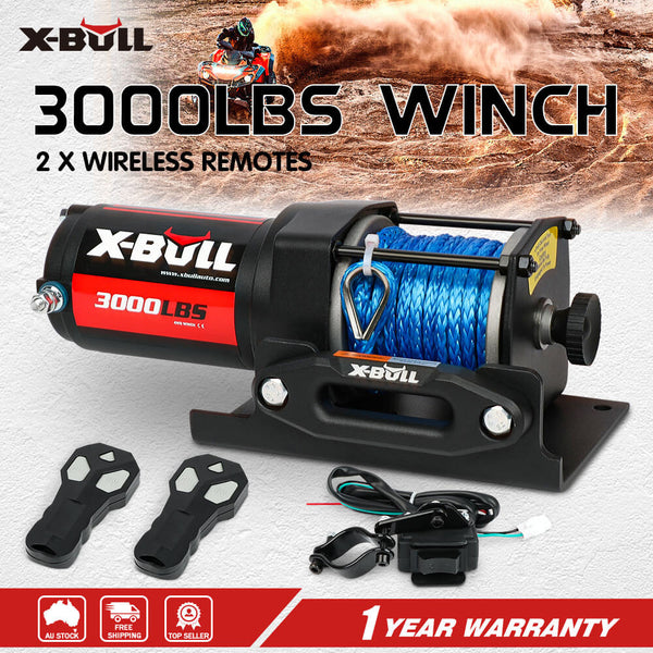 Tow Bars & Winches X Bull Electric Winch 12V 3000Lbs Synthetic Rope Atv Utv Boat Trailer With Wireless Remote