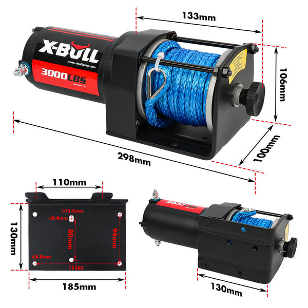 Tow Bars & Winches X Bull Electric Winch 12V 3000Lbs Synthetic Rope Atv Utv Boat Trailer With Wireless Remote