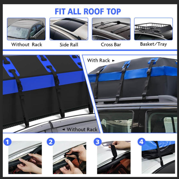 Roof Racks X Bull Waterproof Car Roof Cargo Bag 595L Top Rack Carrier Luggage Storage Cube