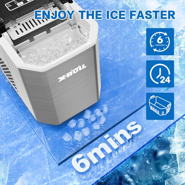 Countertop Ice Makers X Bull Portable Ice Maker Machine Commercial Cube 2.2L Home Bar Benchtop Sliver