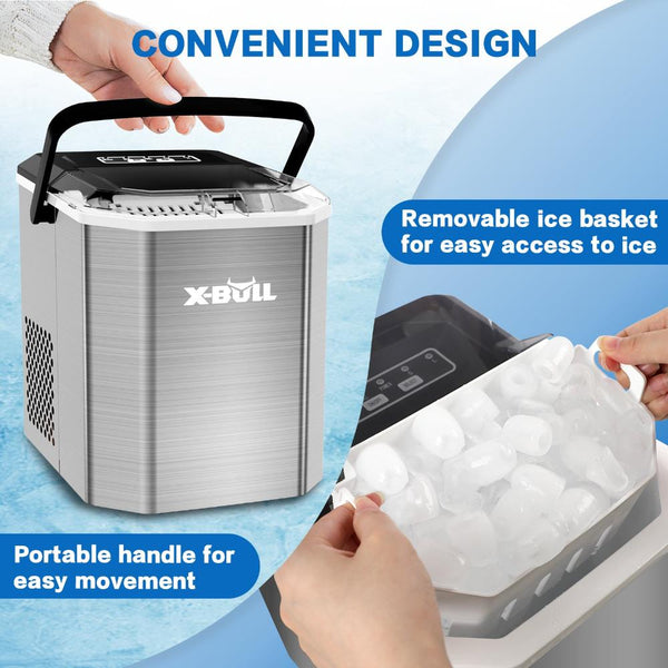 Countertop Ice Makers X Bull Portable Ice Maker Machine Commercial Cube 2.2L Home Bar Benchtop Sliver