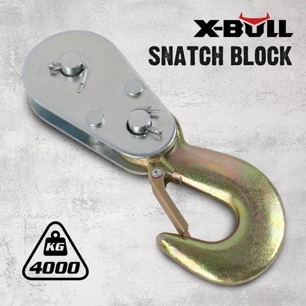 Recovery Tracks X Bull 4Ton Snatch Block Pulley Hook Wire Rope Hoist For 4Wd Atv Utv Off Road