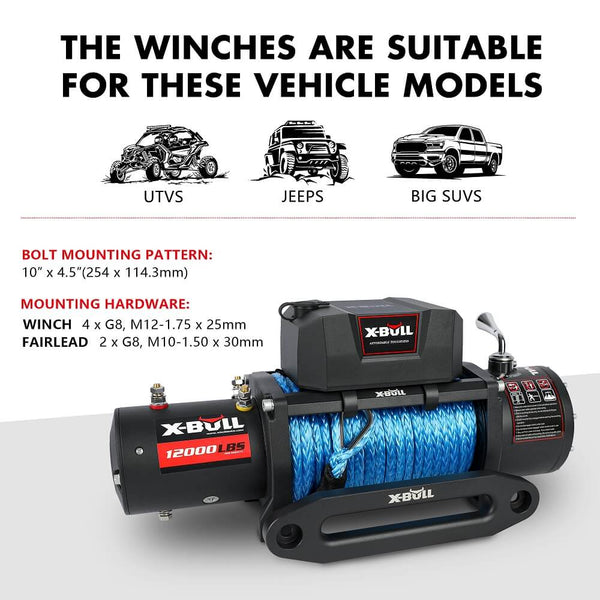 Tow Bars & Winches X Bull Electric Winch 12V 12000Lbs Synthetic Rope Wireless Remote 4Wd 4X4 Car Trailer