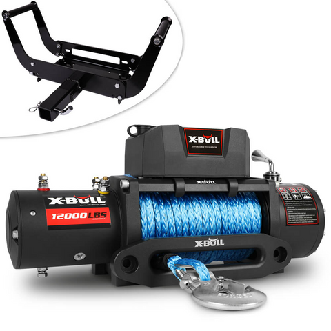 Tow Bars & Winches X Bull 4X4 Electric Winch 12V 12000Lbs Synthetic Rope 4Wd Car With Mounting Plate