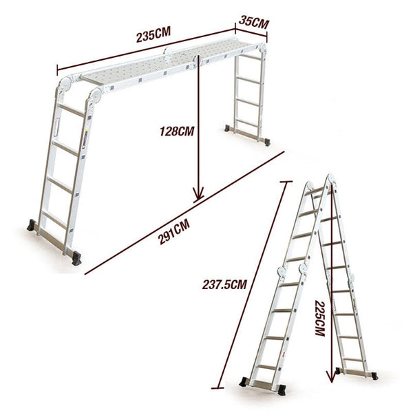 Ladders Bullet Pro 4.7M Multi Purpose Ladder Aluminium Extension Folding Adjustable Step