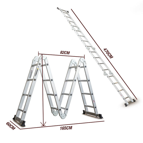 Ladders Bullet Pro 4.7M Multi Purpose Ladder Aluminium Extension Folding Adjustable Step