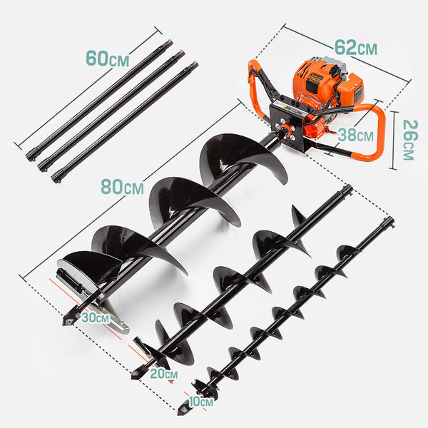 Other Power Tools Baumr Ag Post Hole Digger 75Cc Posthole Earth Auger Fence Borer Petrol Drill Bit