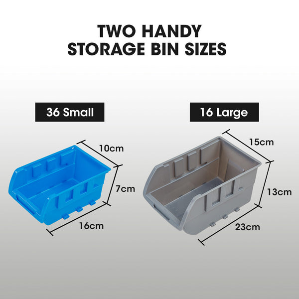 Tool Shelving & Racking Systems Baumr Ag 52 Parts Bin Rack Storage System Mobile Double Sided Blue