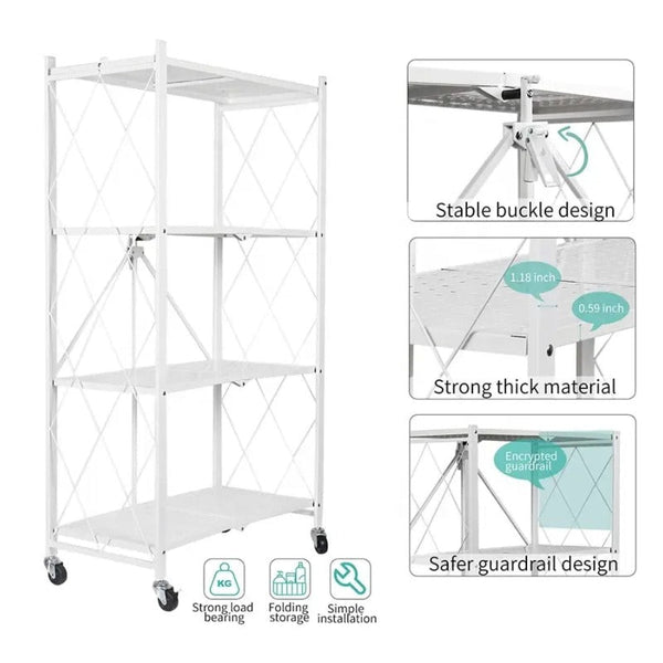 Bookshelves Ekkio Foldable Storage Shelf 4 Tier (White)