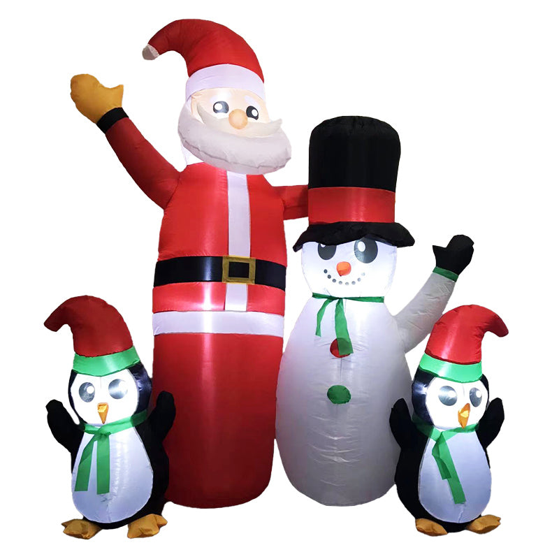 Seasonal Decorations Festiss 1.8M Santa Snowman And Penguin Greeting Christmas Inflatable With Led