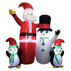 Seasonal Decorations Festiss 1.8M Santa Snowman And Penguin Greeting Christmas Inflatable With Led