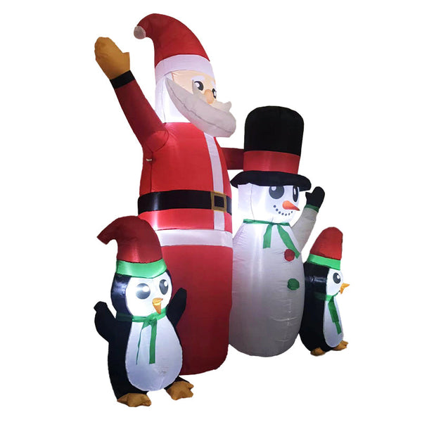 Seasonal Decorations Festiss 1.8M Santa Snowman And Penguin Greeting Christmas Inflatable With Led