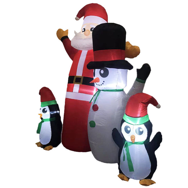 Seasonal Decorations Festiss 1.8M Santa Snowman And Penguin Greeting Christmas Inflatable With Led