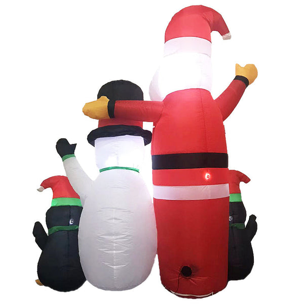 Seasonal Decorations Festiss 1.8M Santa Snowman And Penguin Greeting Christmas Inflatable With Led