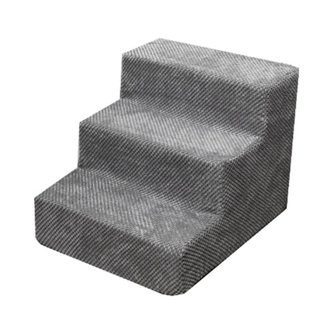 Pet Transport Floofi 3 Step Detachable Memory Foam Pet Stairs With Removable Washable Cover (Grey)