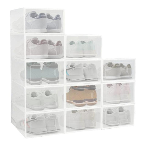 Shoe Organisers Gominimo Plastic Shoe Box 12Pcs Medium Size (White)