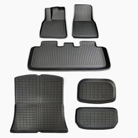 Floor Mats, Carpets Rynomate Set Of 6 Tesla Model Y 2021 2024 Floor Mats (Black)