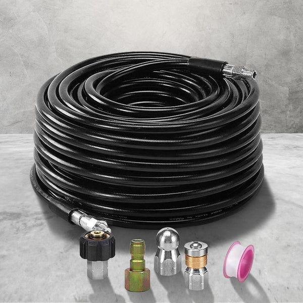 Pressure Washer Parts Rynomate High Pressure Washer Black Hose With M22 Coupling And Rotating Nozzle (30.5M/100Ft)