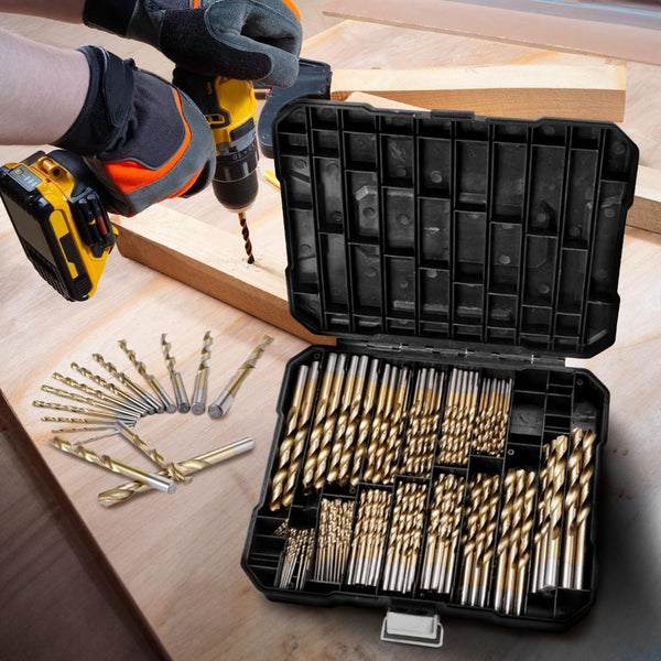 Drill Bits Rynomate 230 Pcs Set With Black Plastic Case (Gold)