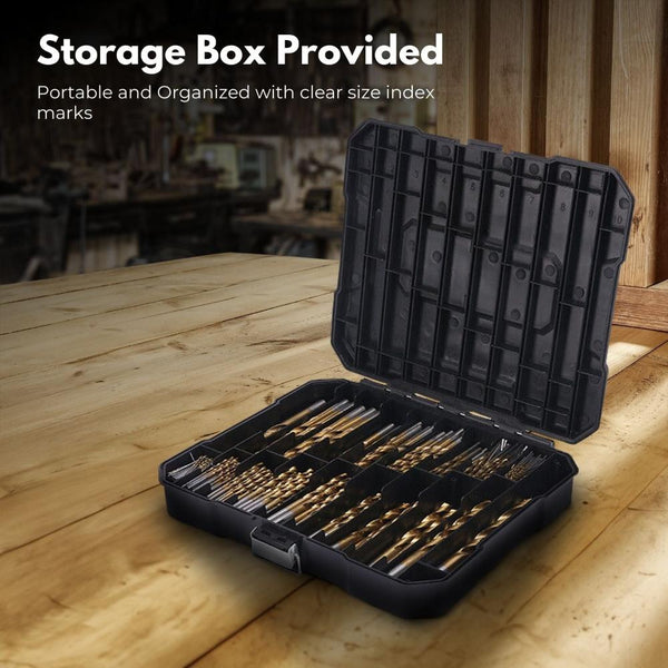 Drill Bits Rynomate 230 Pcs Set With Black Plastic Case (Gold)